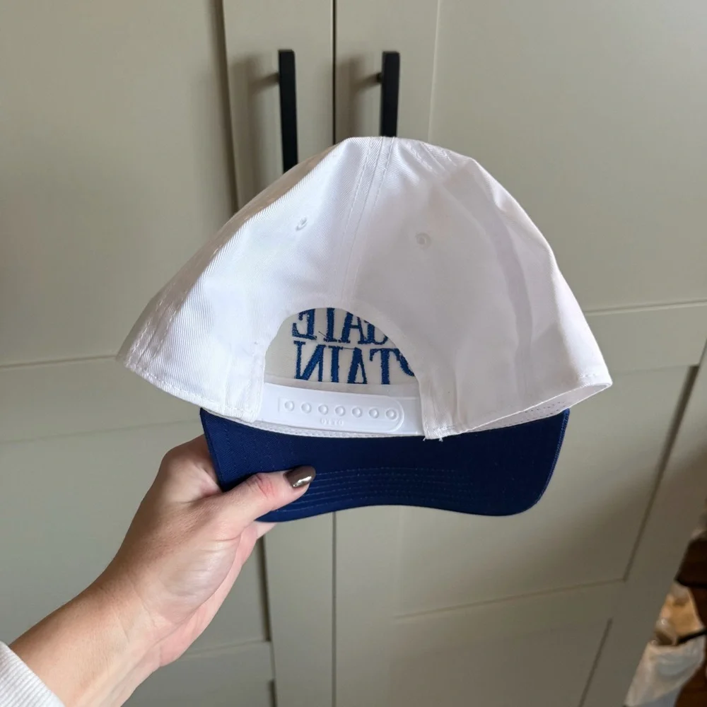 White and Blue Tailgate Captain Trucker Hat